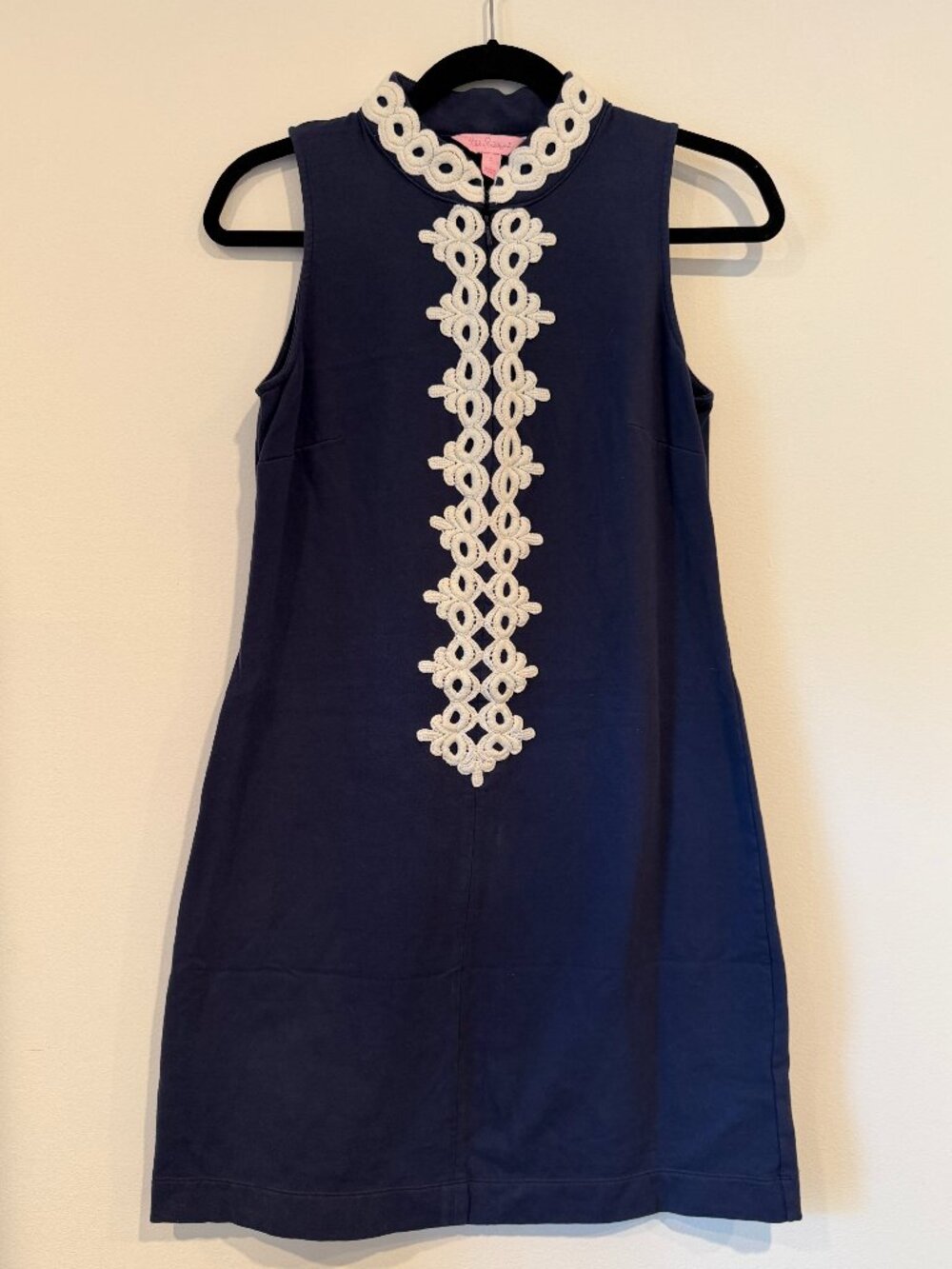 Lilly Pulitzer Callista High Collar Shift Dress in True Navy - Picture 2 of 6